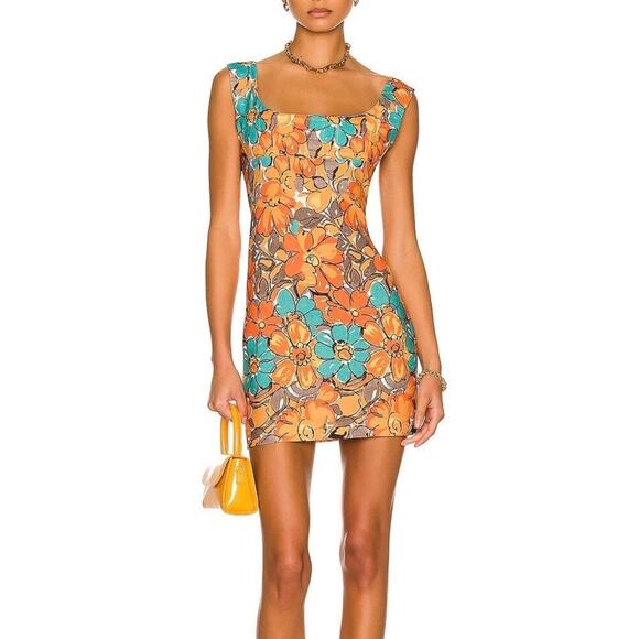 Miaou Vivi Dress Parisian Flower Orange Size S - Picture 1 of 7